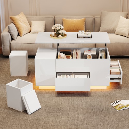 Lift top coffee table led - coffee,