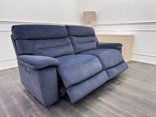 Furniture Village Nimbus 3 Seater Sofa Pwr Recliner+headrest+lumbar Navy Velvet