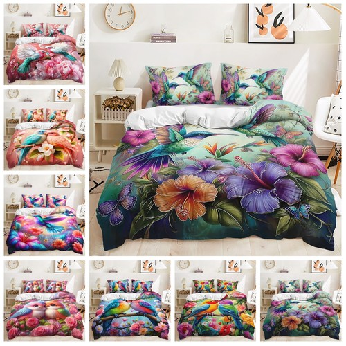 Hummingbird floral duvet - hummingbird, 3d