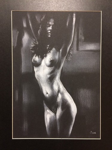 Original art drawing nude noir - drawing,