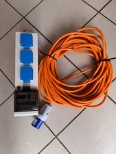 Caravan Camping Site 240V 3 Way Mobile Mains Power Hookup 20metre Extension Lead