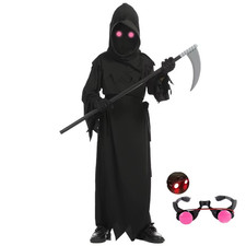 Childrens Kids Grim Reaper Death Fancy Dress Costume Halloween Outfit Boys Girls