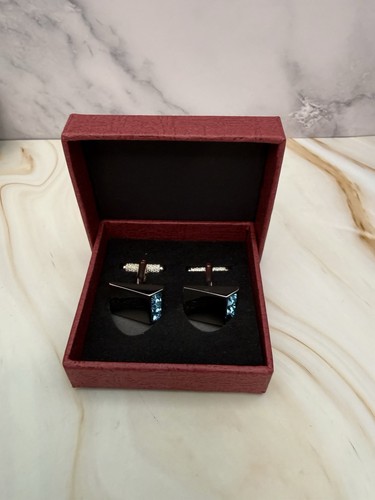 Modern blue crystal cufflinks - modern,