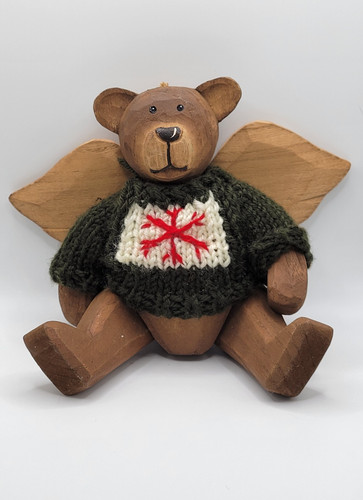 Carved wood bear seated - wood,