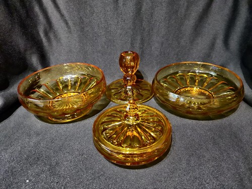Vintage amber pressed glass
