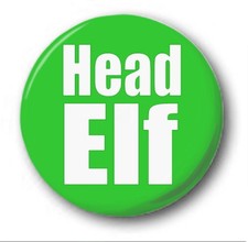 HEAD ELF - 1 inch / 25mm Button Badge - Novelty Cute Xmas Will Ferrell Santa