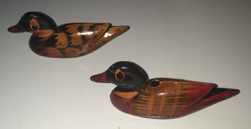 Mandarin duck pair - pair, wooden