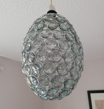 Teal Ceiling Pendant Light Shade Oval Shaped Acrylic Beads Droplets Metal Blue