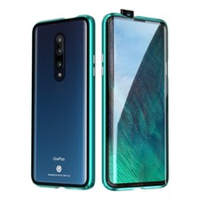 For OnePlus 7T Pro Magnetic Adsorption Clear Tempered glass Metal 360 Case Cover