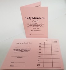 CLUB LADY MEMBERS CARD SUBSCRIPTION CARDS CIU MEMBERSHIP 7 YEAR PACK OF 100 PINK