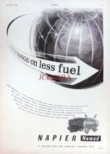 Napier NOMAD 12-Cylinder 2-Stroke Diesel Aero Engine Advert, 1954 Print : 627-73