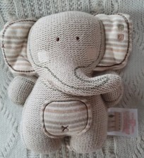 Natures Purest elephant rattle cuddly soft toy knitted