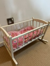 Wooden Toy Babydoll Cot With Mattress & Bedding