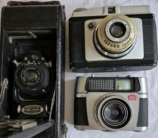 ​VINTAGE Camera Lot 3x: Butcher Carbine (Faulty Lens Latch) Braun, Ilford Sporti