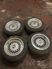 Bbs Rs Reps 15” Alloy Wheels And Tyres Deep Dish 4x100 4x108 E30 Golf 185 60 15