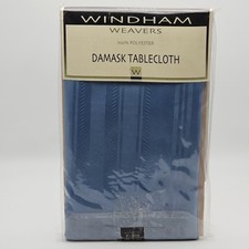 Windham Weavers Damask Oblong Tablecloth 60x84 Blue Encore Cornflower Seats 6-8