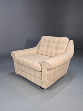 Vintage Danish Wool Armchair Oatmeal 1970s Retro Chrome Feet  EB10284 MNOR