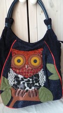 NEXT navy cord with owl applique handbag