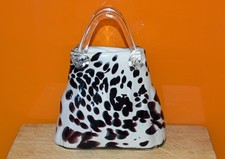 Stunning  Murano Purple  & White glass Handbag Vase 20cms high
