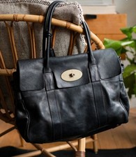 Mulberry Bayswater Heritage Large Black Leather Handbag used condition