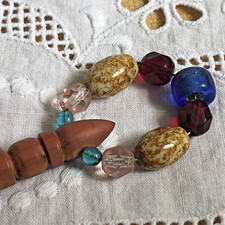 Turned Lace Making Bobbin Yew Wood and Spangles