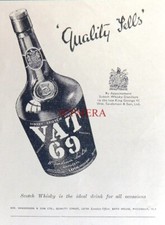 'VAT 69' Scotch Whisky Drinks ADVERT #2 Small Vintage 1951 Print 670/195