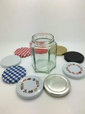 12oz Hexagonal Glass Jam Jars