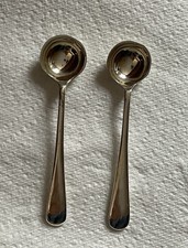 Vtg 2 Silver Plate EPNS 8.5cm Old English Condiment Salt Mustard Spoons Cutlery