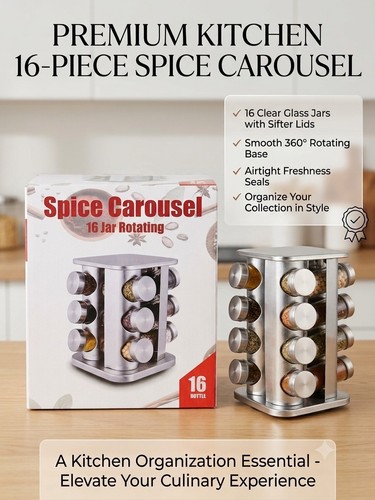 Jar spice rack carousel - 16-jar,