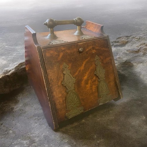 Antique oak coal box - oak,