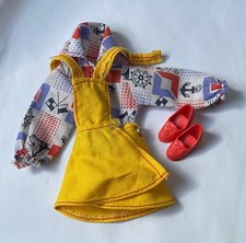 Vintage Pedigree Sindy Dolls Blouse And Bib Skirt  Shoes 1973  Outfit