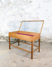 Vintage Oak Display Case On Stand Bijouterie Table Glass Shop Curio DELIVERY