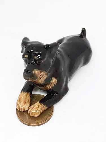 Dolls house rottweiler - house, ceramic