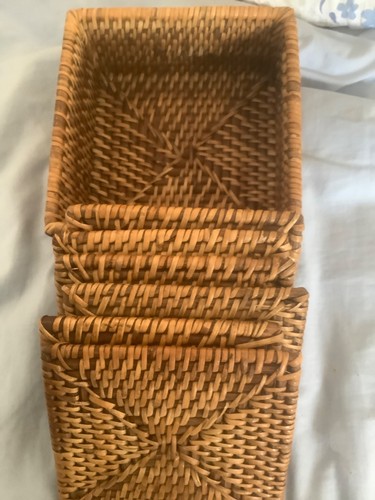 Set woven wicker rattan - of, 6