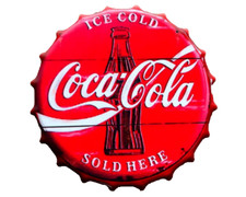 Coca Cola Sign Vintage Retro Wall Display Metal Bottle Top Coke Vintage Red 40cm
