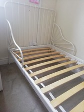 IKEA Minnen extendable bed for toddler child adult with slats white metal vgc