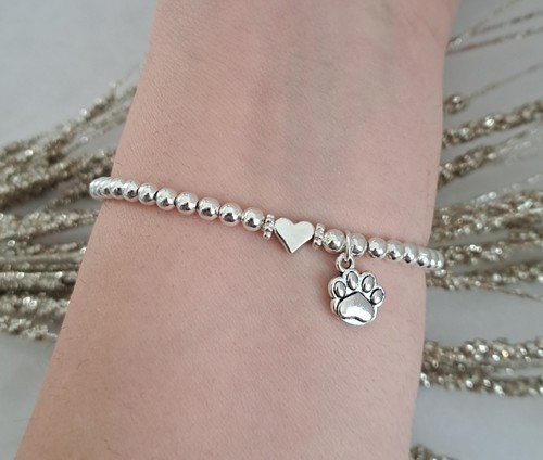 Silver paw print - silver, charm