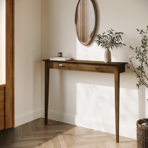 Small narrow walnut console - walnut,