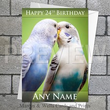 Budgerigar birthday card. 5x7