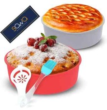 2x Silicone Cake Tin Round Mould Non-Stick Baking Pan Bakeware Sponge With Brush