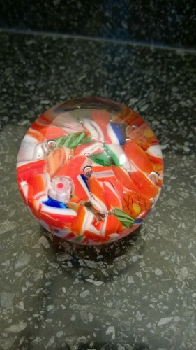 Vintage glass paperweight red - paperweight,