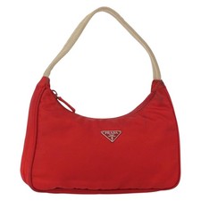 PRADA Hand Bag Nylon Red Auth
