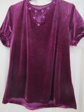 LADIES DEBENHAMS PURPLE VELVET  TOP size 16