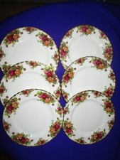 6 X Royal Albert Old Country Roses Bone China Salad/Breakfast Plates. 21cm