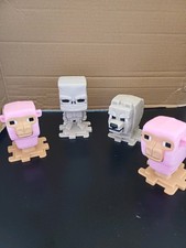 McDonalds Minecraft Bundle of 4 Figures Skeleton Pink Sheep Wolf Happy Meal Toys