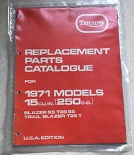 Triumph Factory Replacement Parts List 1971 250cc Models, T25T, T25SS, USA Ed’