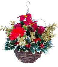 Artificial Hanging Basket Christmas Winter Plants Festive Flowers Ivy Leaf New