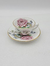 Vintage Crown Staffordshire Miniature Tea Cup & Saucer Set Bone China Floral