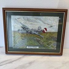 Vintage Consolidated B 24 Liberator painting - In Frame - “Return to Rackheath”