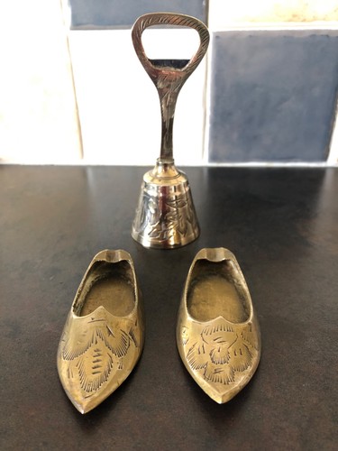 Vintage engraved brass bell - engraved,